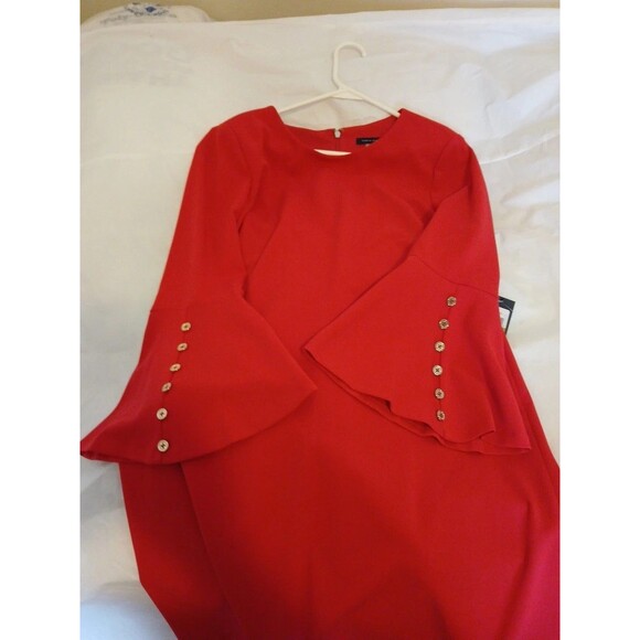 Tommy Hifiger Raspberry Womens Scuba Crepe Bell Sleeve Dress Size 14 NWT ($109) - Picture 3 of 16
